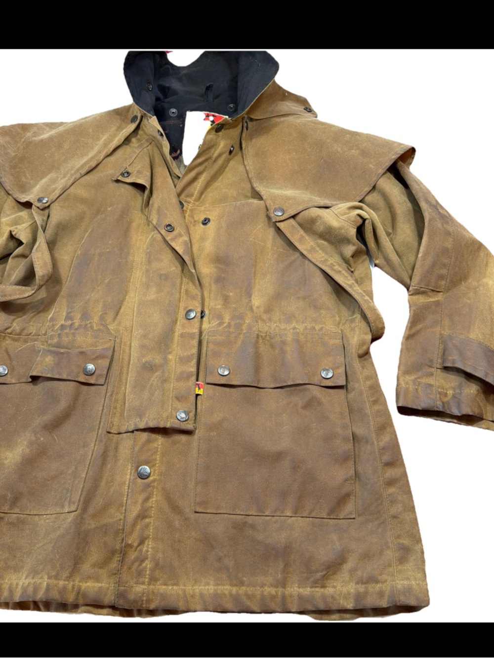 Kakadu Traders Australia 1J33 BROWN SNAP Cape Jacket Mens XS TREATED cotton Coat